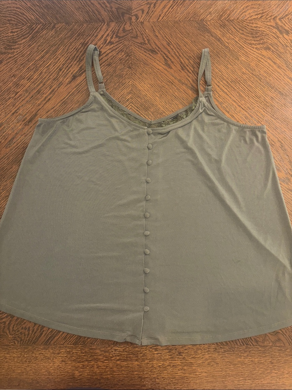 Torrid Olive Green Lace Trim Lightweight Spaghetti Strap Blouse 1X